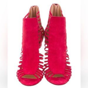 Aquazurra cranberry suade shoes size 39 or 9.5